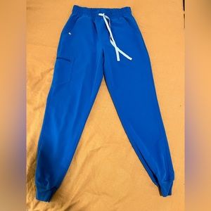 Figs brand, size Small, high waisted royal blue jogger scrub pants.